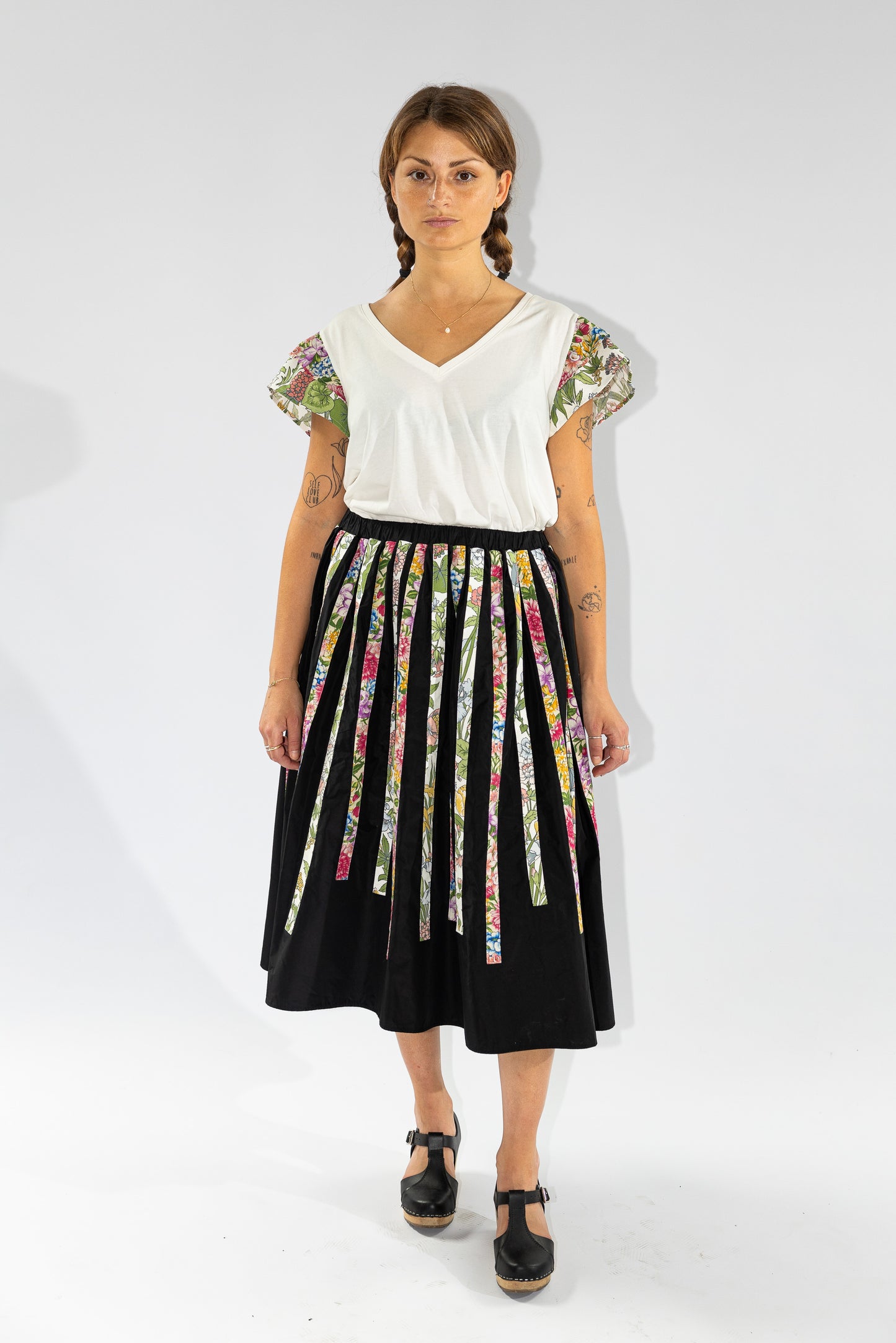 Floral Stripes Skirt